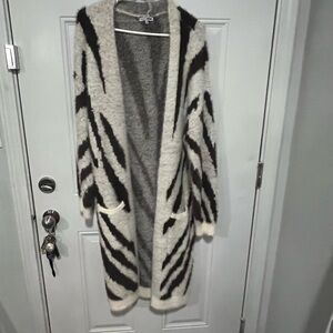 Fashion Nova Black and White Striped Cardigan